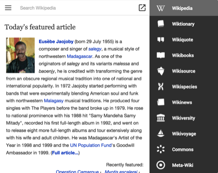 Black Menu for Wikipedia for Chrome screenshot